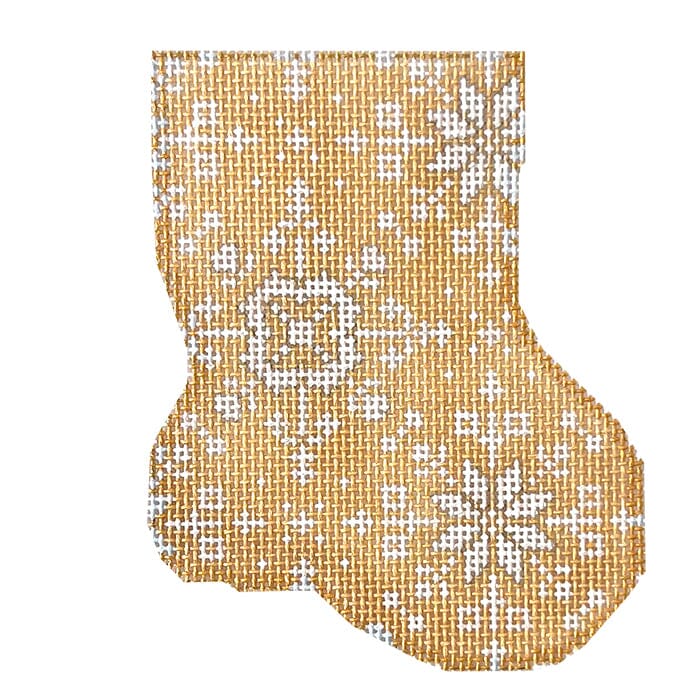 Gold Snowflake Mini Sock Painted Canvas Associated Talents 