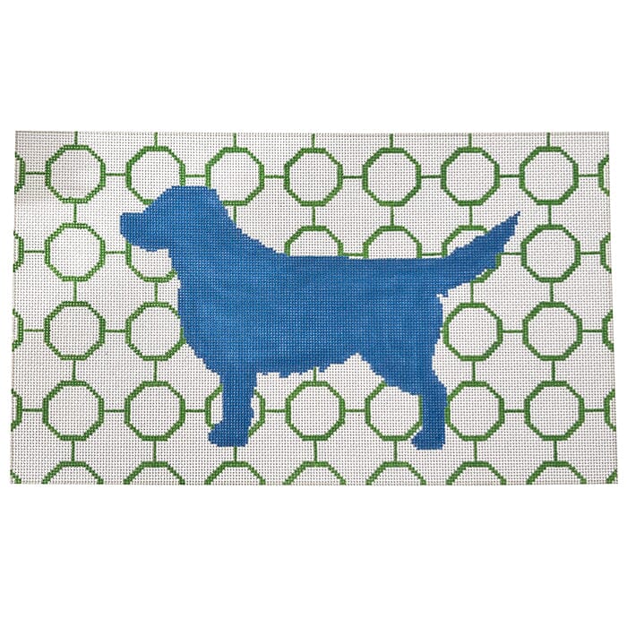 Golden Retriever Blue and Green Painted Canvas Susan Battle Needlepoint  - 1