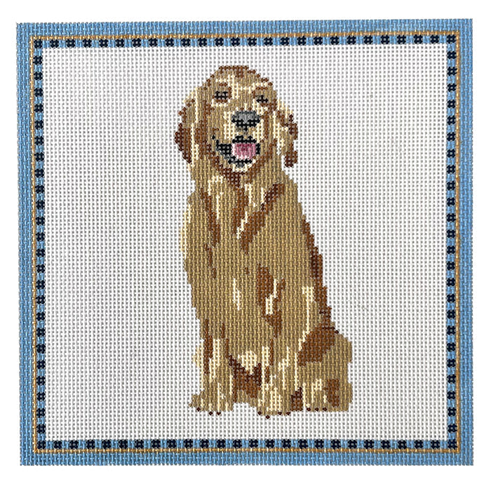 Golden Retriever Pillow Painted Canvas Blue Ridge Stitchery 