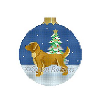 Golden Retriever Round Painted Canvas Susan Roberts Needlepoint Designs Inc. 