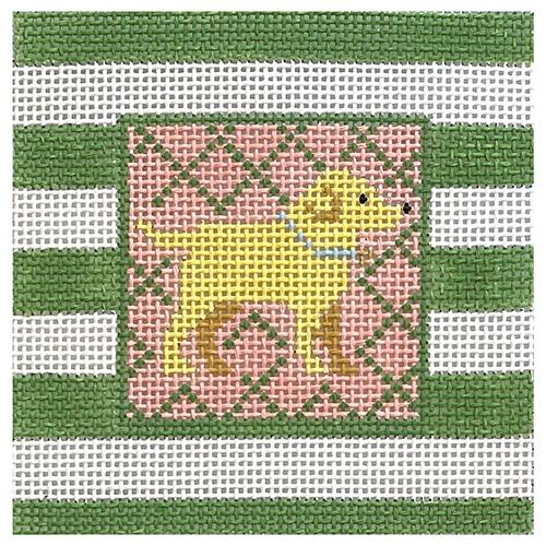 Golden Retriever Striped Square Painted Canvas KCN Designers 