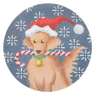 Golden Retriever Xmas Circle Painted Canvas Kirk & Bradley 
