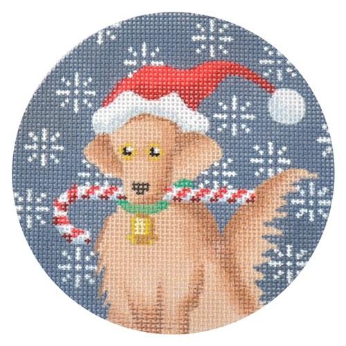 Golden Retriever Xmas Circle Painted Canvas Kirk & Bradley 
