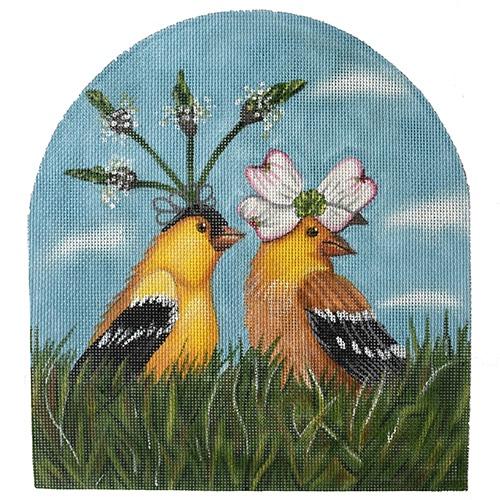 Goldfinch Wedding Painted Canvas Melissa Shirley Designs  - 1