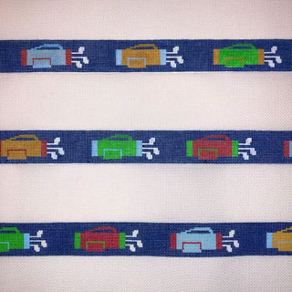 Golf Bags on Navy Belt Painted Canvas Silver Needle 
