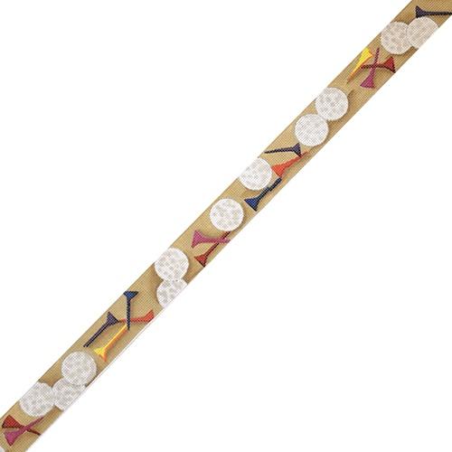 Golf Balls and Tees Collage Belt - Khaki Painted Canvas The Meredith Collection 