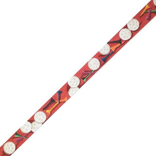 Golf Balls and Tees Collage Belt   Red Painted Canvas The Meredith Collection  - 1