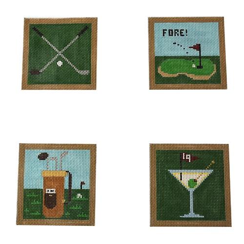 Golf Coasters (TMC) Painted Canvas The Meredith Collection 