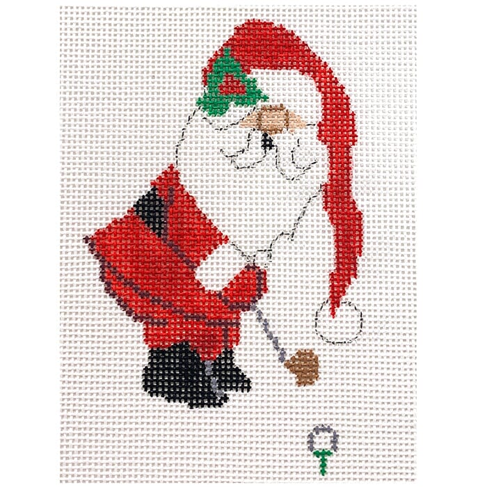 Golf Santa   Hobby Santas Painted Canvas Atlantic Blue Canvas  - 1