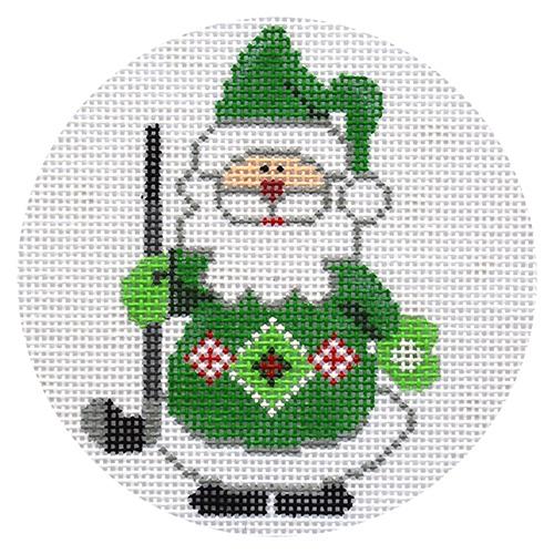 Golf Santa Ornament Painted Canvas Danji Designs  - 1