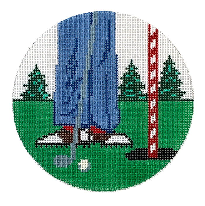 Golfer Ornament (PM) Painted Canvas Patti Mann 
