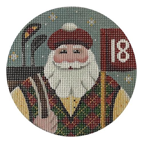 Golfing Santa Painted Canvas Rebecca Wood Designs 