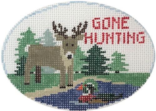 Gone Hunting Oval Painted Canvas Kathy Schenkel Designs 