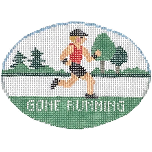 Gone Running Oval Painted Canvas Kathy Schenkel Designs 