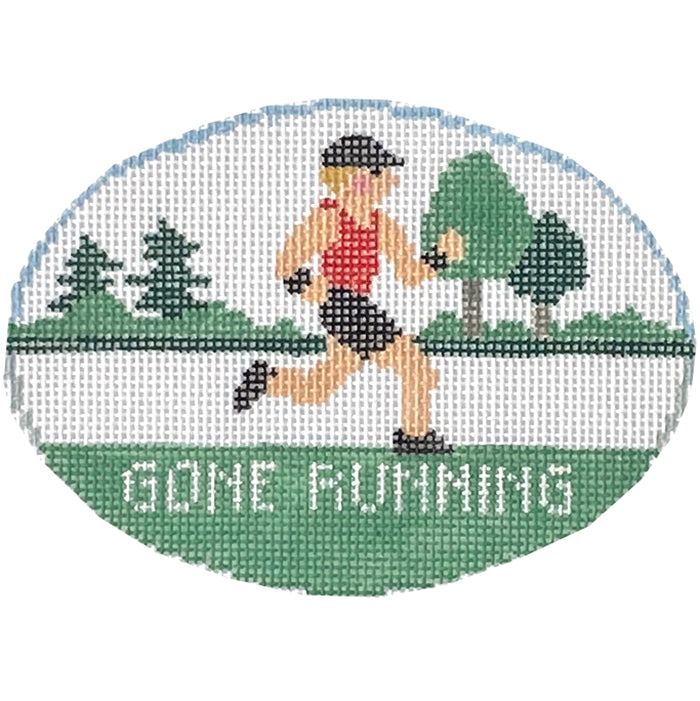 Gone Running Oval Painted Canvas Kathy Schenkel Designs 
