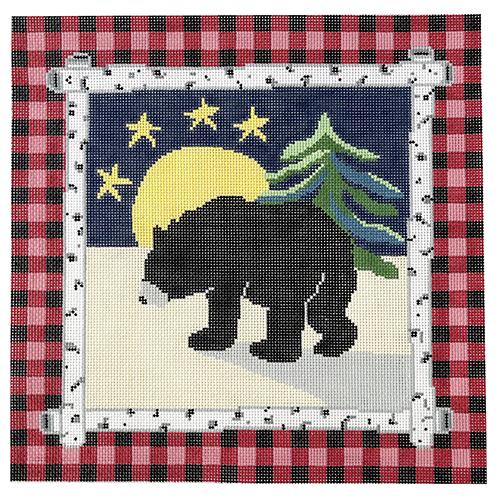 Good Night Bear! Pillow Painted Canvas The Colonial Needle Company  - 1