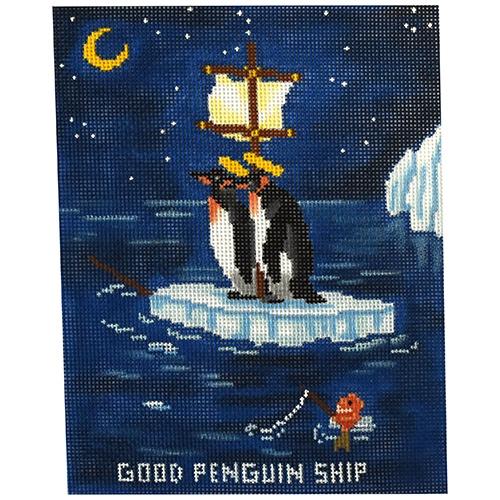 Good Penguin Ship Painted Canvas CBK Needlepoint Collections  - 1