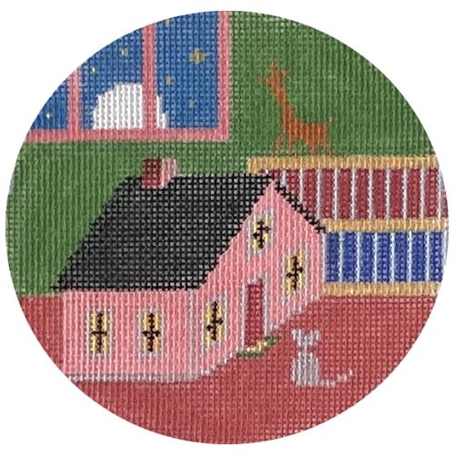 Goodnight Moon   Toy House and Mouse Ornament Painted Canvas Silver Needle 
