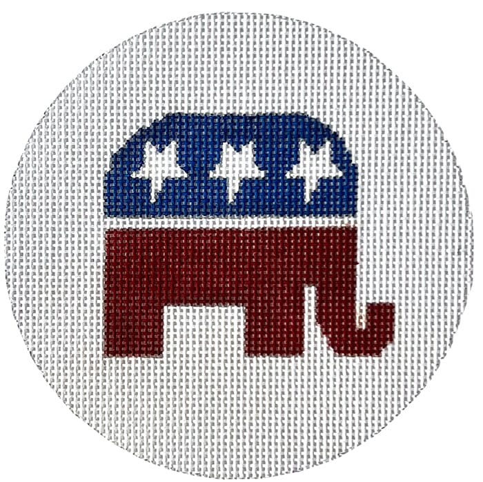 GOP Elephant Ornament Painted Canvas Susan Battle Needlepoint  - 1