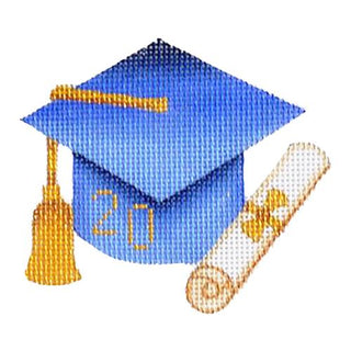 Graduation Cap   Blue with Year Painted Canvas Burnett & Bradley 
