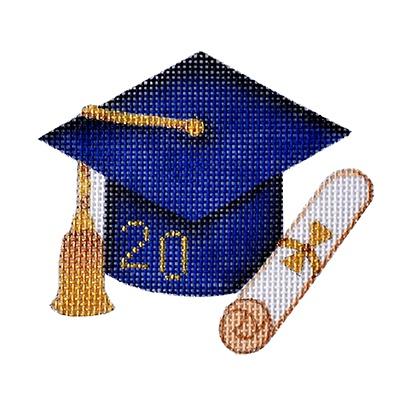 Graduation Cap   Navy Blue Painted Canvas Burnett & Bradley  - 1