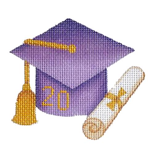 Graduation Cap   Purple with Year Painted Canvas Burnett & Bradley 
