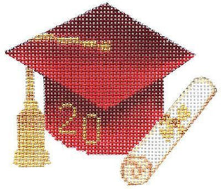 Graduation Cap   Red with Year Painted Canvas Burnett & Bradley 
