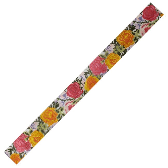 Grandma's Roses Hat Band Painted Canvas Atlantic Blue Canvas  - 1