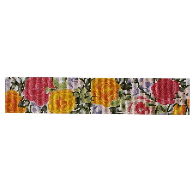 Grandma's Roses Keyfob Painted Canvas Atlantic Blue Canvas 