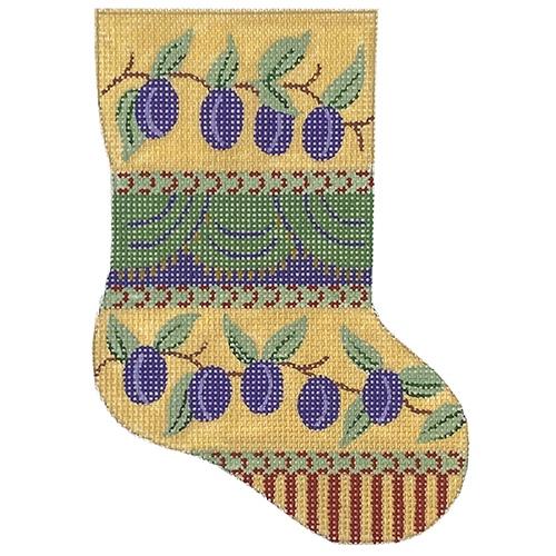 Grapes Minisock Painted Canvas Silver Needle  - 1
