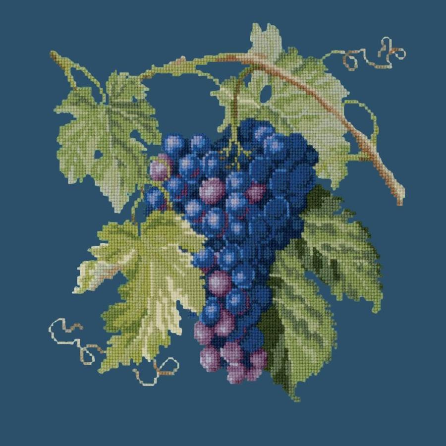 Grapes Needlepoint Kit Kits Elizabeth Bradley Design Dark Blue 
