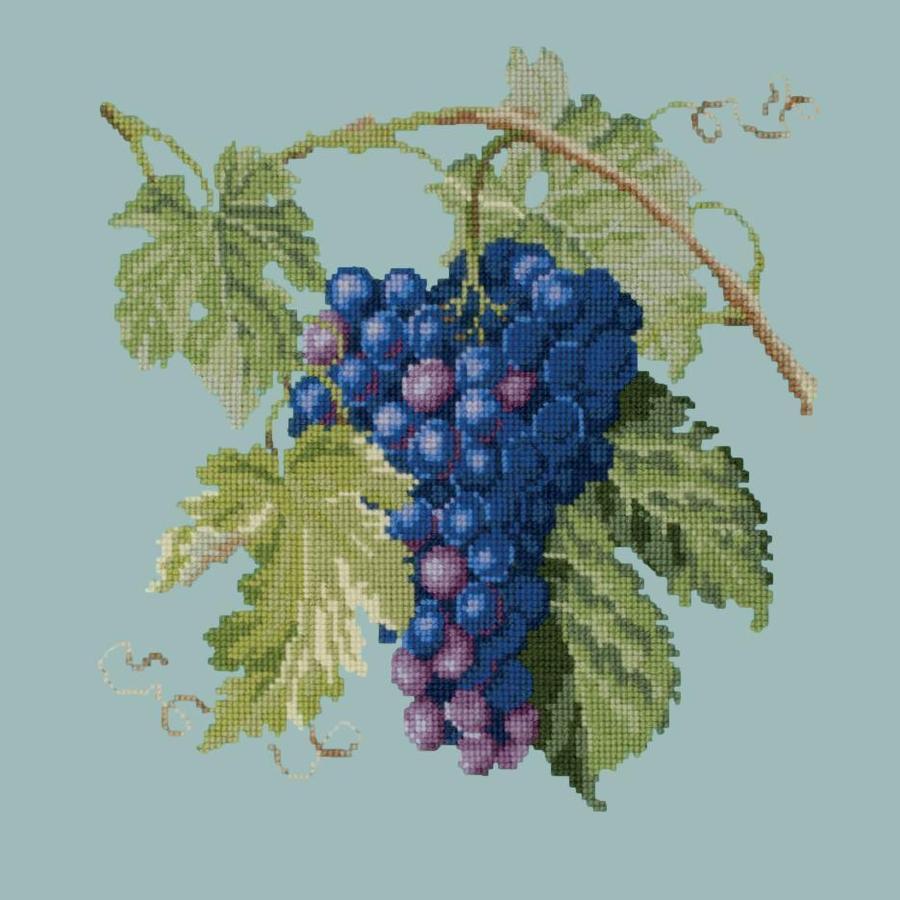 Grapes Needlepoint Kit Kits Elizabeth Bradley Design Pale Blue 
