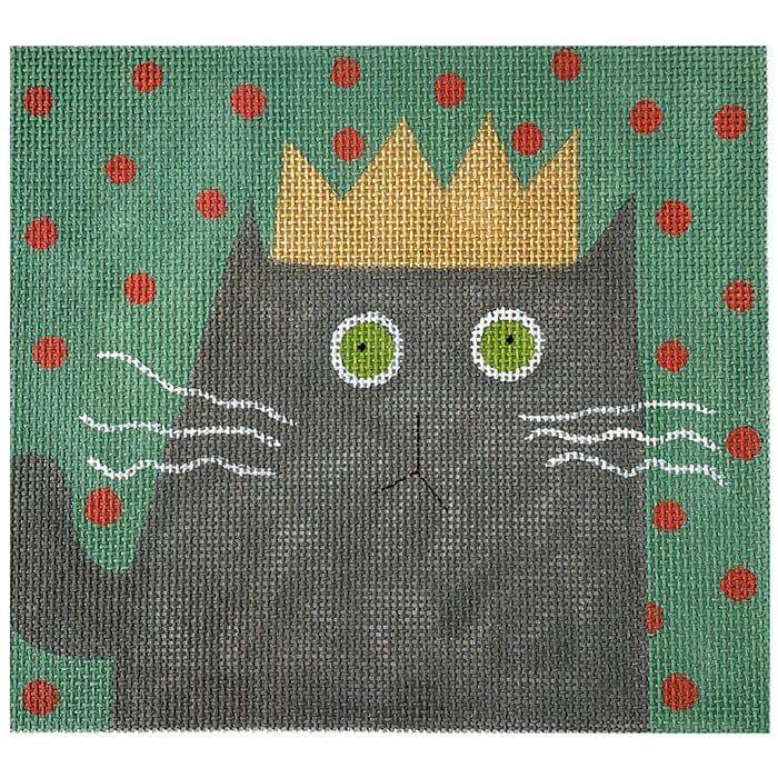 Gray Cat Painted Canvas ditto! Needle Point Works 