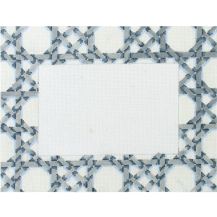 Gray & White Caning Pattern Frame Painted Canvas Associated Talents 