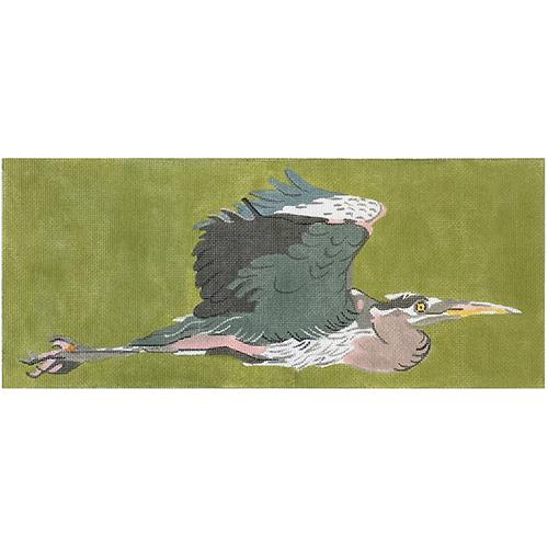 Great Blue Heron Flying Painted Canvas Waterweave 