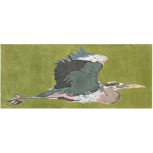 Great Blue Heron Flying Painted Canvas Waterweave  - 1