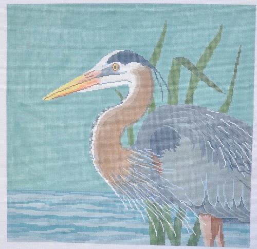 Great Blue Heron Painted Canvas Susan Roberts Needlepoint Designs Inc. 
