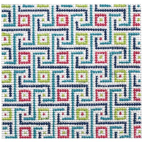 Greek Key Insert Painted Canvas Danji Designs  - 1