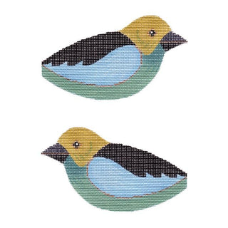Green and Blue Bird Painted Canvas Labors of Love Needlepoint 
