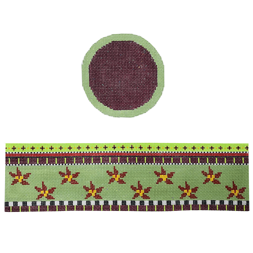 Green and Burgundy Hinged Box with Hardware Painted Canvas Funda Scully  - 1