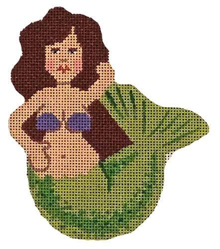 Green and Purple Mini Mermaid Painted Canvas Labors of Love Needlepoint  - 1