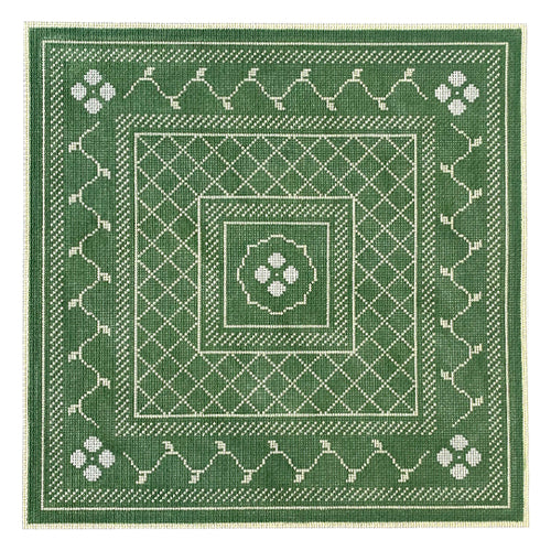 Green and Silver and Cream Josephine 18 mesh Painted Canvas Whimsy & Grace - 1