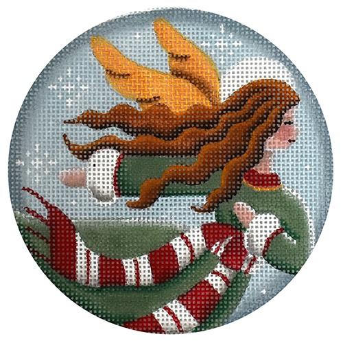 Green Angel Ornament Painted Canvas Rebecca Wood Designs  - 1