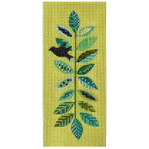 Green Bird on Branch Insert Painted Canvas Melissa Shirley Designs  - 1