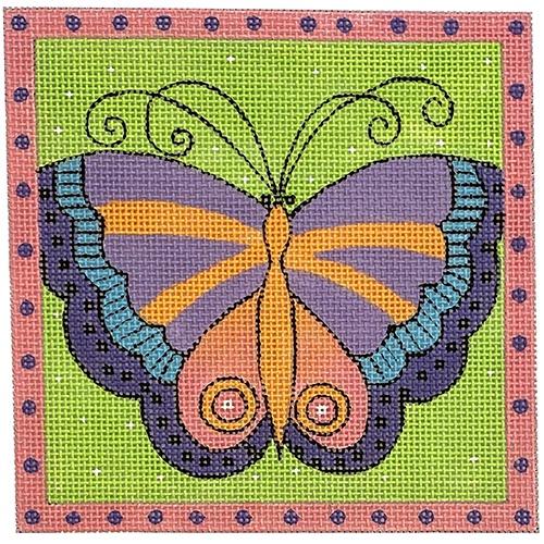 Green Butterfly Painted Canvas Danji Designs 