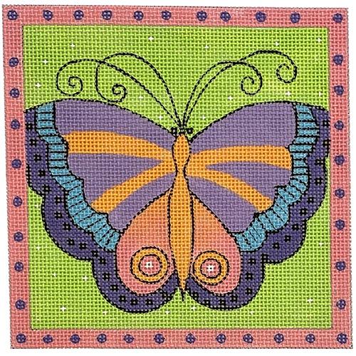 Green Butterfly Painted Canvas Danji Designs  - 1