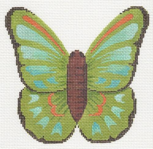 Green Butterfly Painted Canvas Labors of Love Needlepoint 