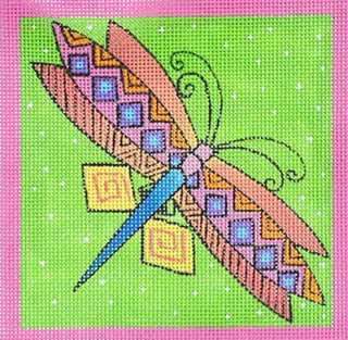 Green Dragonfly Painted Canvas Laurel Burch 
