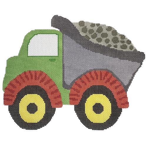 Green Dump Truck Painted Canvas A Stitch in Time  - 1