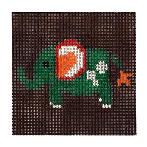Green Elephant Painted Canvas Birds of a Feather  - 1
